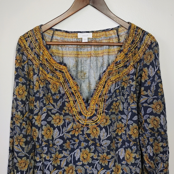 Pure Jill Long Sleeve Blouse Womens Plus 3X Embroidered Floral Boho Cottagecore - Picture 3 of 13